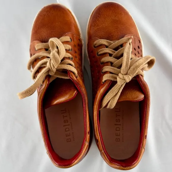 Bed Stu Lyne Leather Perforated Sneakers Casual Shoes Brown Lace Up Women's 5