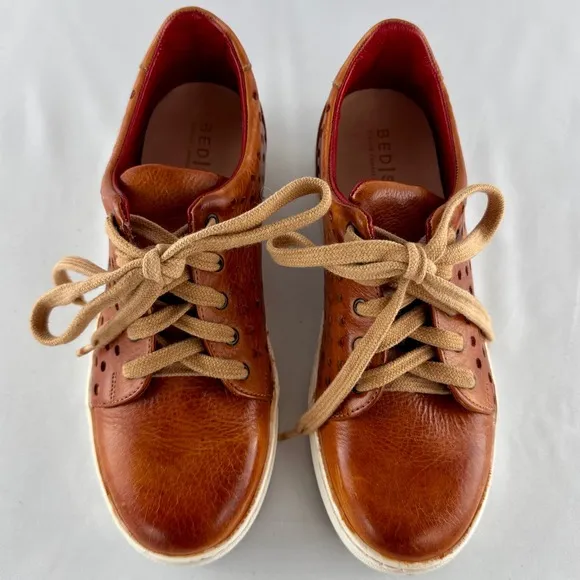 Bed Stu Lyne Leather Perforated Sneakers Casual Shoes Brown Lace Up Women's 5