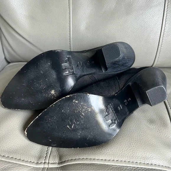 Belle  By Siegerson Morrison Lamar Pull On Ankle Boots Sz 7.5 B Metallic Black