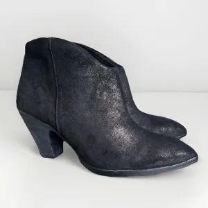 Belle  By Siegerson Morrison Lamar Pull On Ankle Boots Sz 7.5 B Metallic Black