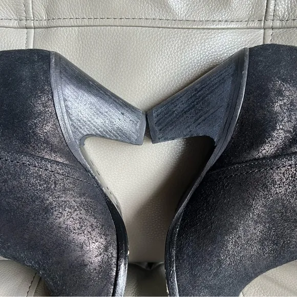 Belle  By Siegerson Morrison Lamar Pull On Ankle Boots Sz 7.5 B Metallic Black