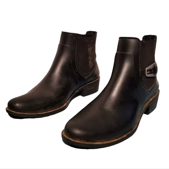 Bernardo Black Slip-On Ankle Moto Harness Booties Boots Women's Size 11