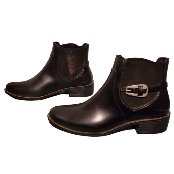 Bernardo Black Slip-On Ankle Moto Harness Booties Boots Women's Size 11