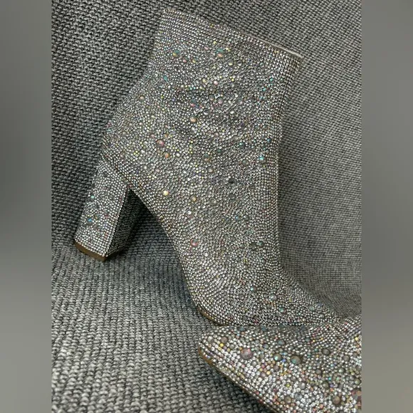 Betsey Johnson Silver Glitter Heeled Boots