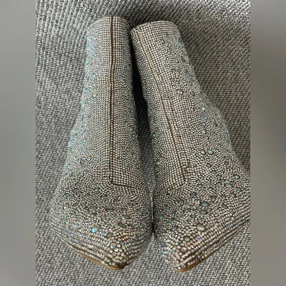 Betsey Johnson Silver Glitter Heeled Boots