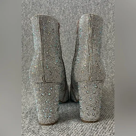 Betsey Johnson Silver Glitter Heeled Boots