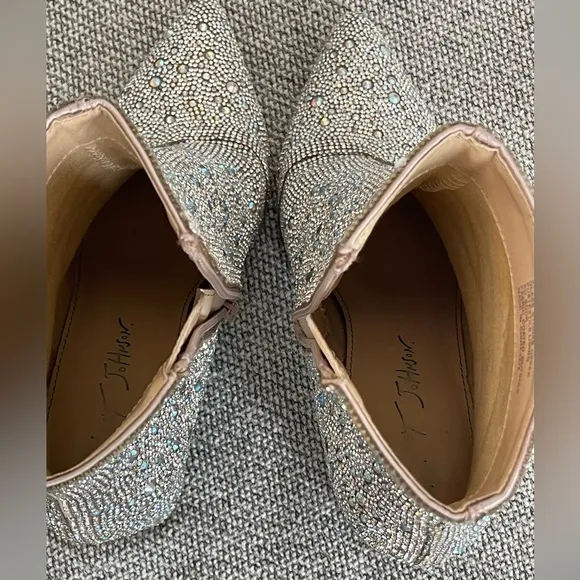 Betsey Johnson Silver Glitter Heeled Boots