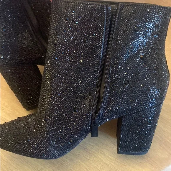 Betsy Johnson Elegant Black Ankle Rhinestone Boots