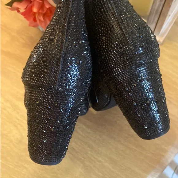 Betsy Johnson Elegant Black Ankle Rhinestone Boots