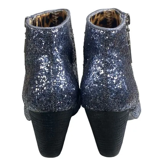 Betsy Johnson Women’s Padmaa Blue Sequin Glitter Ankle Boots Size US 7