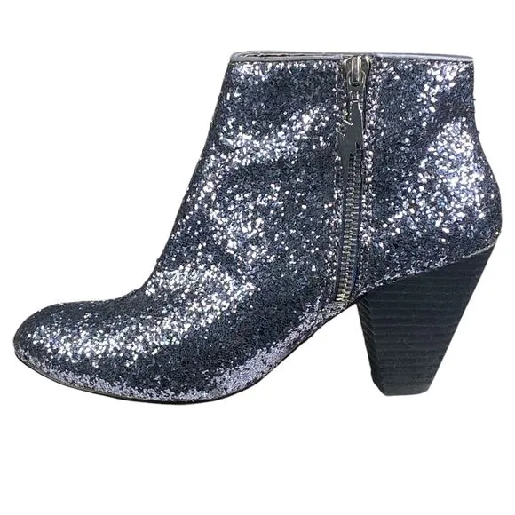Betsy Johnson Women’s Padmaa Blue Sequin Glitter Ankle Boots Size US 7