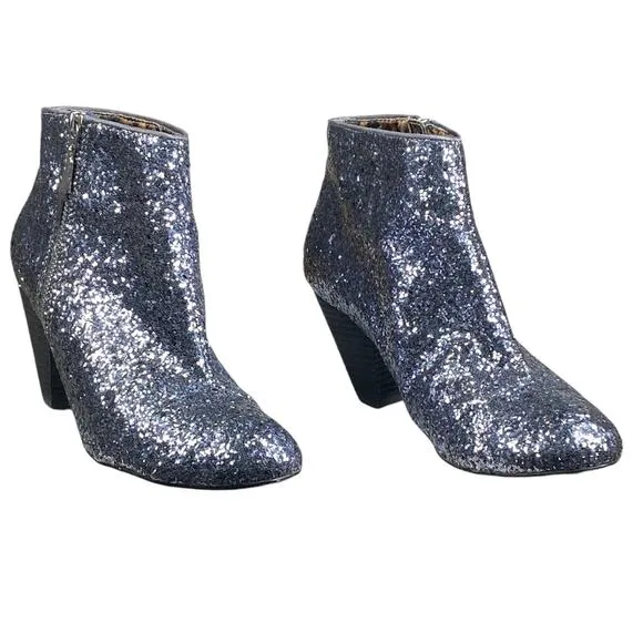 Betsy Johnson Women’s Padmaa Blue Sequin Glitter Ankle Boots Size US 7