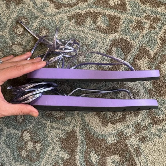 Bettina Vermillon x Emili Jenifer Flip Flop Lace Up Purple Sandals Size 8.5