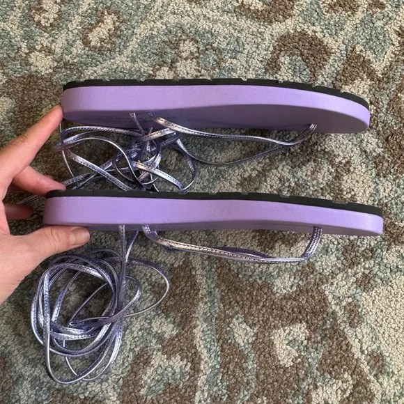 Bettina Vermillon x Emili Jenifer Flip Flop Lace Up Purple Sandals Size 8.5