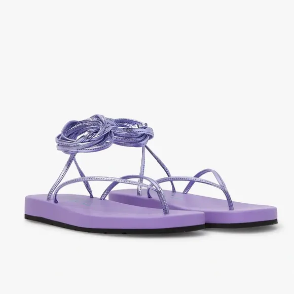 Bettina Vermillon x Emili Jenifer Flip Flop Lace Up Purple Sandals Size 8.5