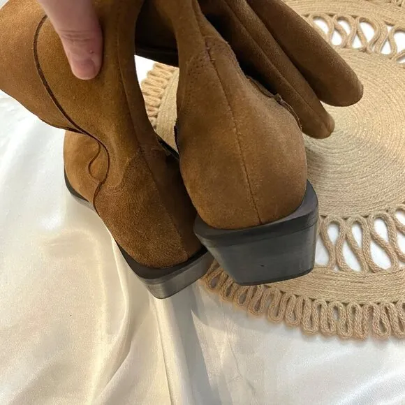 Bianco Biamona Western Boot High Suede Camel Brown Size 39
