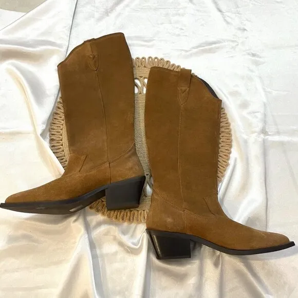 Bianco Biamona Western Boot High Suede Camel Brown Size 39