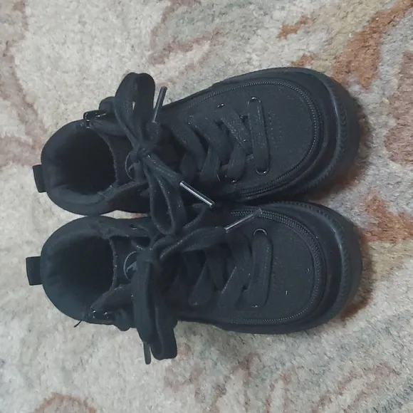 Billy goats zip up solid black canvas boots