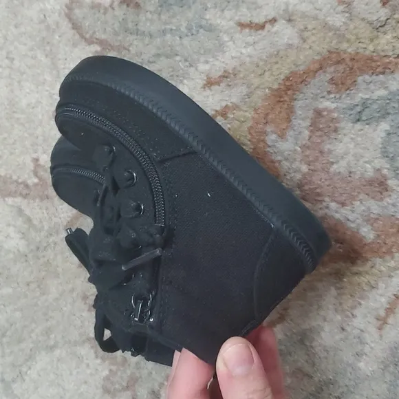 Billy goats zip up solid black canvas boots