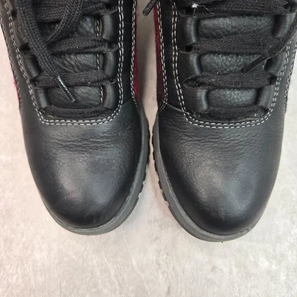 Bionica Slip Resistant All Weather Lace Up Boots Size 6 Black Red Plaid Booties