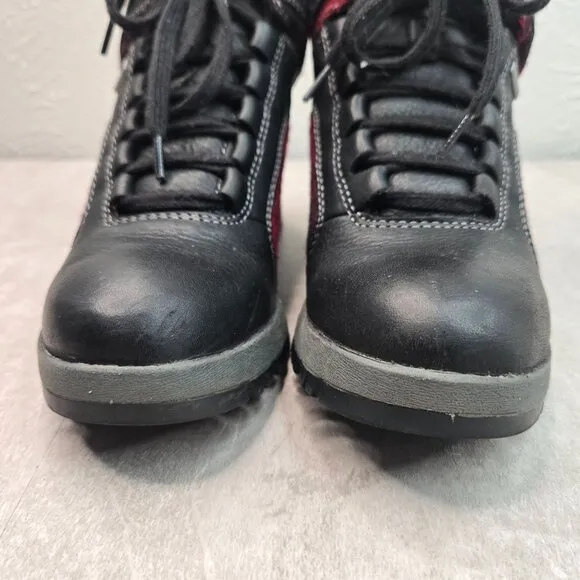 Bionica Slip Resistant All Weather Lace Up Boots Size 6 Black Red Plaid Booties