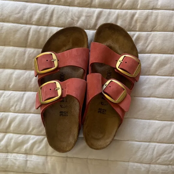 Birkenstock Arizona Big Buckle Sandal in Mars Red Nubuck NWOT