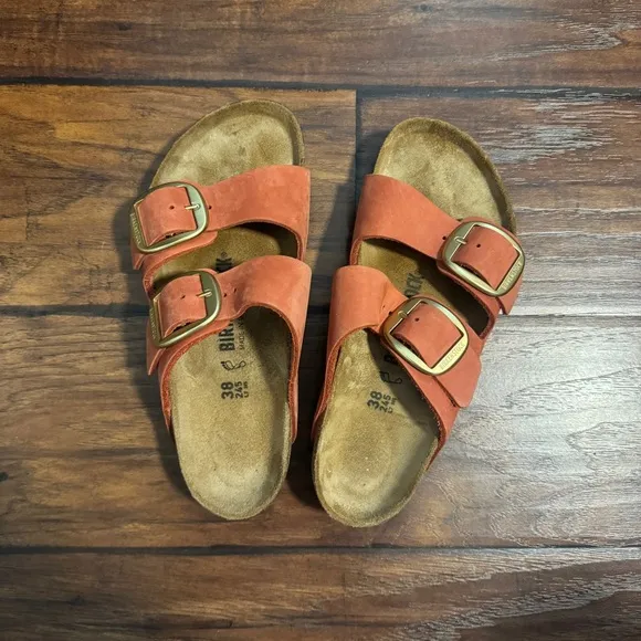 Birkenstock Arizona Big Buckle Sandal in Mars Red Nubuck NWOT