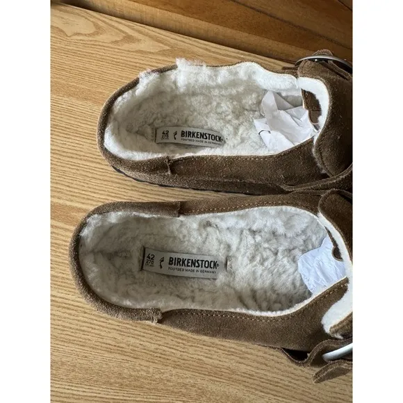Birkenstock Buckley Suede Brown Shearling Shoes Sz 42/US M 9 Women 11