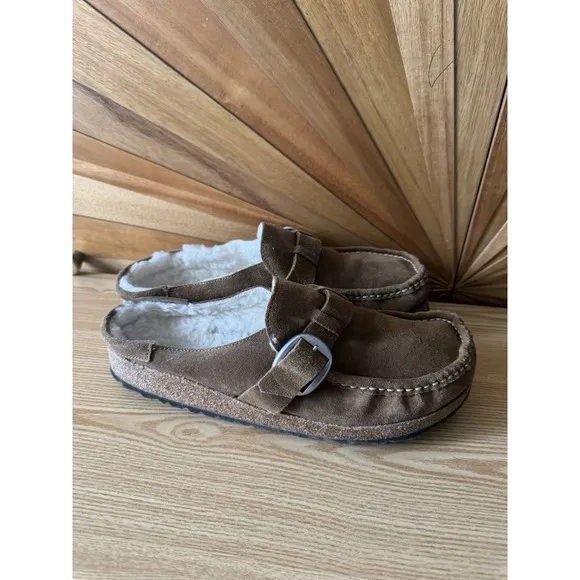 Birkenstock Buckley Suede Brown Shearling Shoes Sz 42/US M 9 Women 11