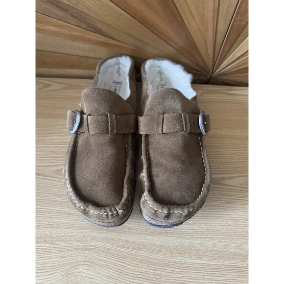 Birkenstock Buckley Suede Brown Shearling Shoes Sz 42/US M 9 Women 11