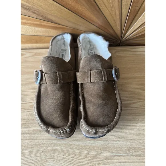 Birkenstock Buckley Suede Brown Shearling Shoes Sz 42/US M 9 Women 11