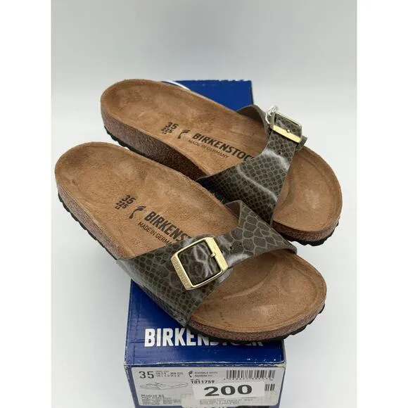 Birkenstock Flip Flops Sandals Madrid khaki Magic Snake Women's Size US4 EU35