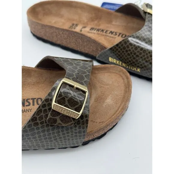 Birkenstock Flip Flops Sandals Madrid khaki Magic Snake Women's Size US4 EU35