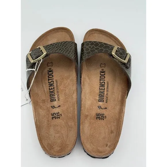 Birkenstock Flip Flops Sandals Madrid khaki Magic Snake Women's Size US4 EU35