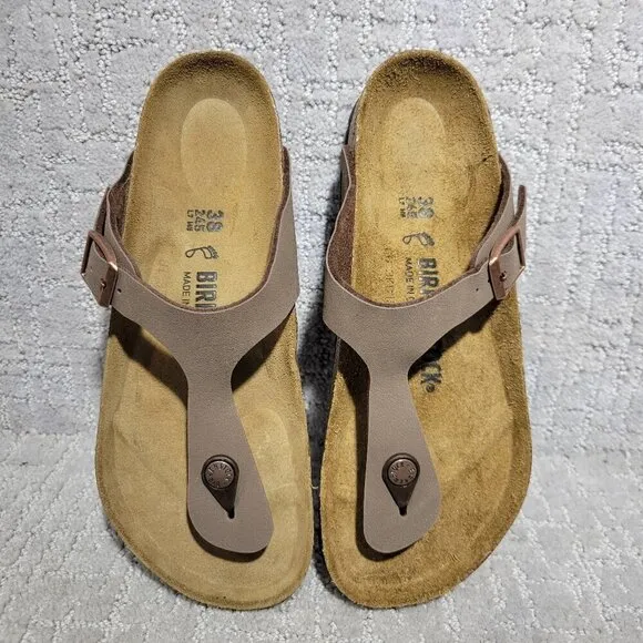 Birkenstock Gizeh Size EU 38 L7 M5 US Brown Birko-Flor Flip Flop thong Sandals