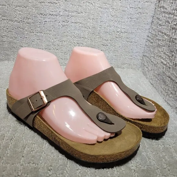 Birkenstock Gizeh Size EU 38 L7 M5 US Brown Birko-Flor Flip Flop thong Sandals
