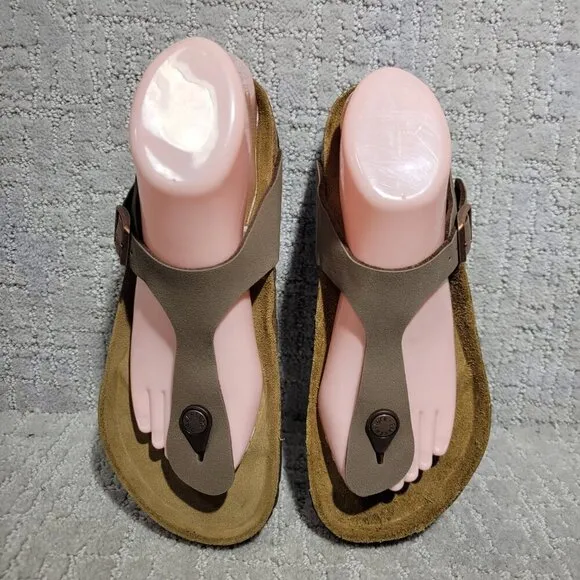 Birkenstock Gizeh Size EU 38 L7 M5 US Brown Birko-Flor Flip Flop thong Sandals