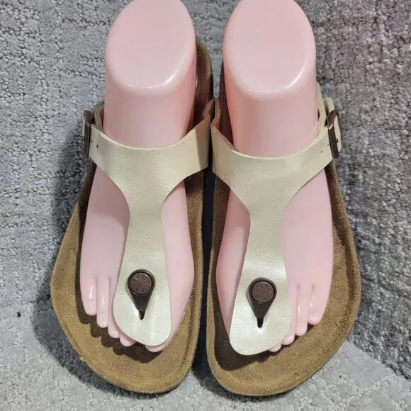 Birkenstock Gizeh Size EU 38 L7 M5 US R Beige Birko-Flor Flip Flop thong Sandals
