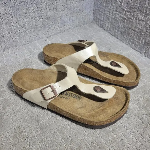 Birkenstock Gizeh Size EU 38 L7 M5 US R Beige Birko-Flor Flip Flop thong Sandals