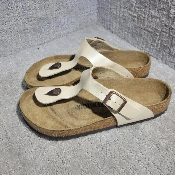Birkenstock Gizeh Size EU 38 L7 M5 US R Beige Birko-Flor Flip Flop thong Sandals