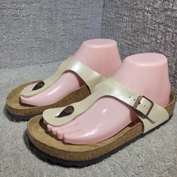 Birkenstock Gizeh Size EU 38 L7 M5 US R Beige Birko-Flor Flip Flop thong Sandals