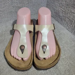 Birkenstock Gizeh Size EU 38 L7 M5 US R Beige Birko-Flor Flip Flop thong Sandals