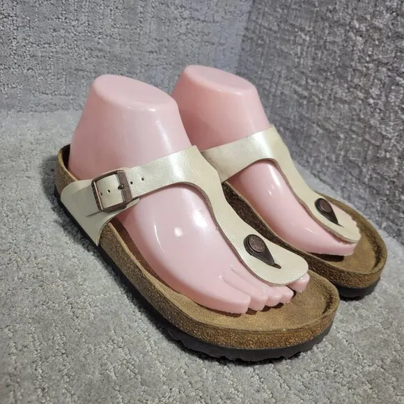 Birkenstock Gizeh Size EU 38 L7 M5 US R Beige Birko-Flor Flip Flop thong Sandals
