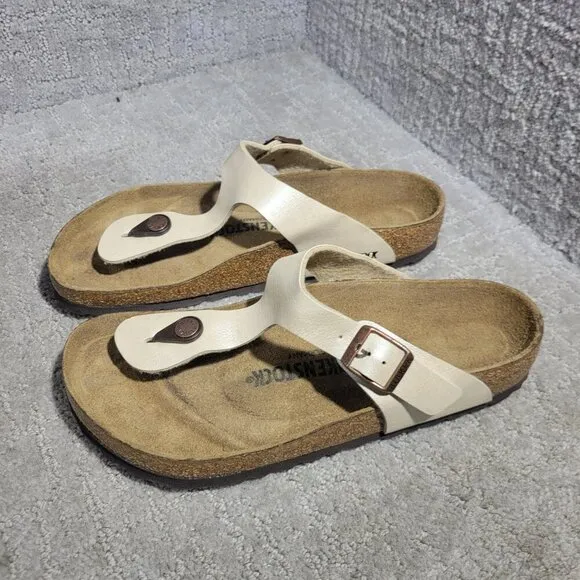 Birkenstock Gizeh Size EU 38 L7 M5 US R Beige Birko-Flor Flip Flop thong Sandals