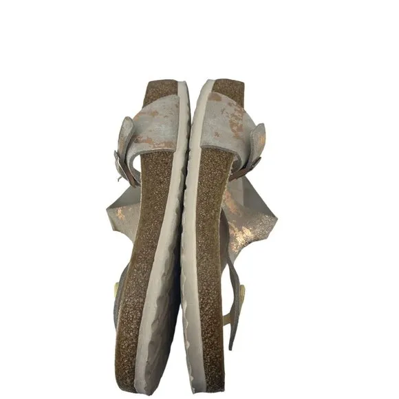 Birkenstock Gizeh Thongs Metallic Rose Leather Shoes Flip Flops Sandals Size 38