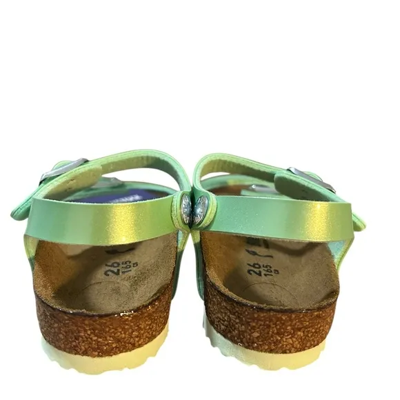 BIRKENSTOCK Kids Rio Leather Sandals in Electric Metallic Mineral Sz 8.0