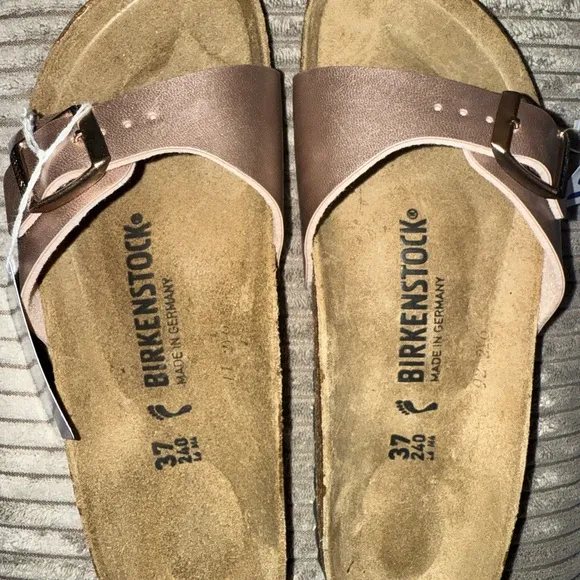 Birkenstock Madrid Sandals Size 6 US 37 EUR Copper Birko-Flor Rose Gold Germany