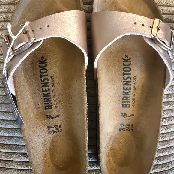 Birkenstock Madrid Sandals Size 6 US 37 EUR Copper Birko-Flor Rose Gold Germany