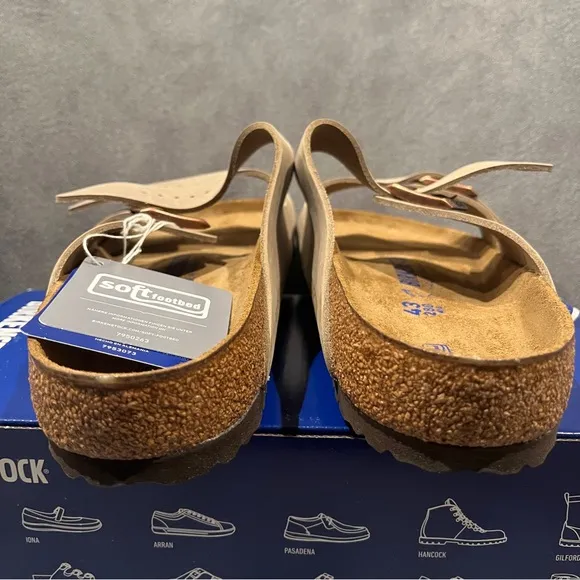 Birkenstock Men’s Arizona Soft Footbed Sandals Oiled Leather Tabacco Size 10 US