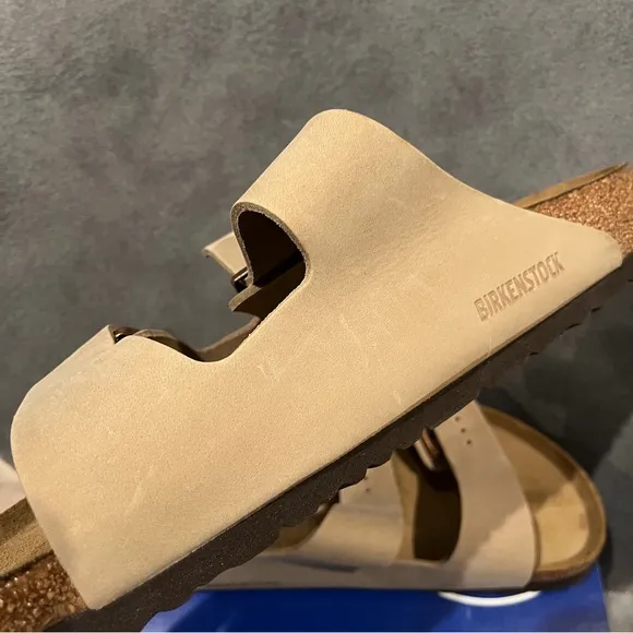 Birkenstock Men’s Arizona Soft Footbed Sandals Oiled Leather Tabacco Size 10 US